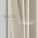 MIULEE 100% Blackout Linen Textured Curtains for Bedroom Solid Thermal Insulated Cream Grommet Room Darkening Curtains & Drapes Luxury Decor for Living Room Nursery 52 x 96 Inch (2 Panels)