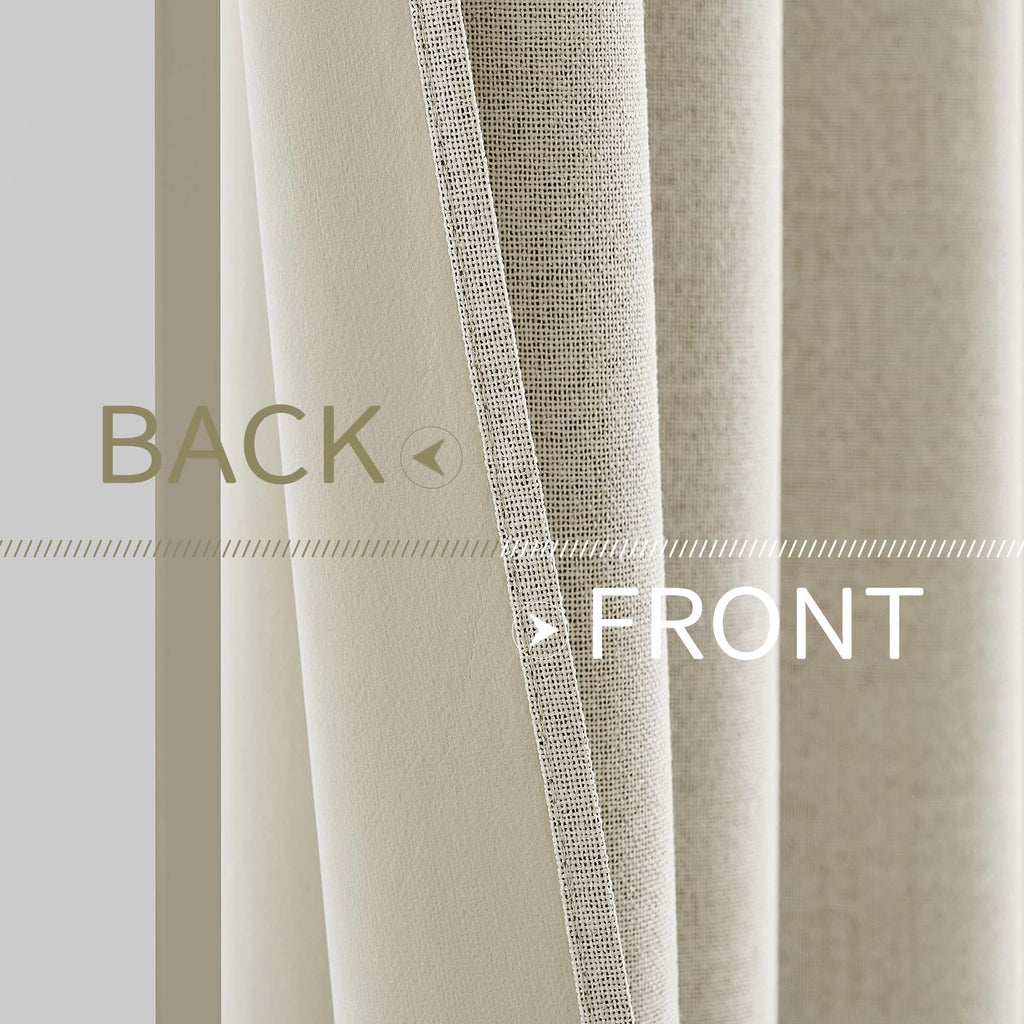 MIULEE 100% Blackout Linen Curtains for Bedroom 52x84 Inches Cream