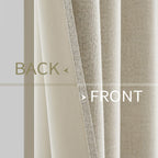 MIULEE 100% Blackout Linen Curtains for Bedroom 52x84 Inches Cream