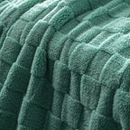 Exclusivo Mezcla King Size Flannel Fleece Blanket, Super Soft and Warm Lightweight Checkered Pattern Blankets for All Seasons, 90x104 Inches, Celadon