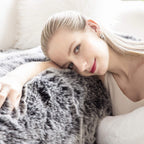 Ashler HOME DECO Soft Fox Faux Fur Chair Couch Cover Area Rug for Bedroom Floor Sofa Living Room Black White 2 x 2.8 ft