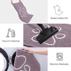 Smiry Dog Door Mat for Muddy Paws, Absorbent Dirt Trapper Non Slip Quick Dry Washable Chenille Mat for Mud Dogs, Entry Rug for Indoor and Outdoor (30x20 Inches, Deep Plum and White)