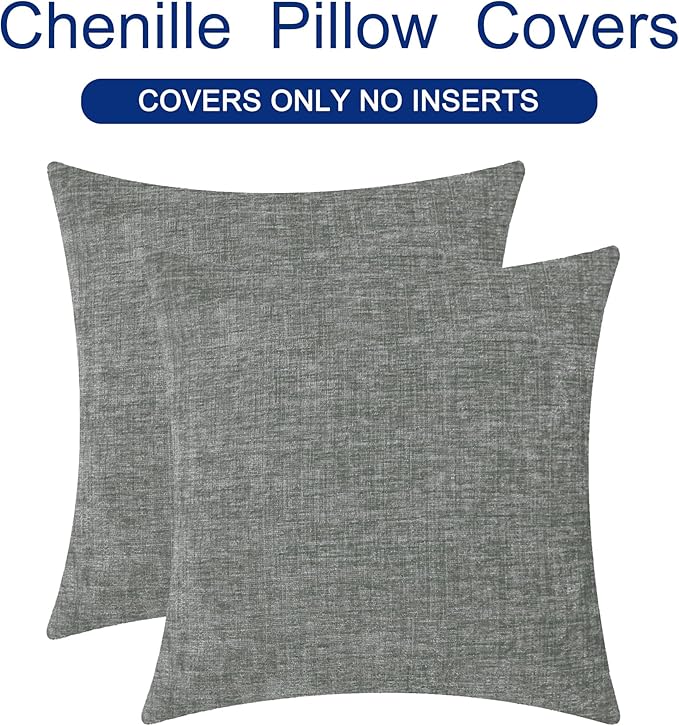 CaliTime Decorative Couch Throw Pillow Covers 26 X 26 Inches Medium Grey