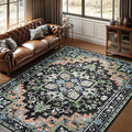 Lofus 9x12 Area Rug for Living Room Bedroom, Dark Green Washable Carpet