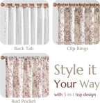 jinchan Lined Linen Blend Curtain Floral Curtains for Living Room 108 Inches Long Farmhouse Red Flower Printed Curtain Rod Pocket Back Tab Peony Patterned Drapes Curtains Set 2 Panels