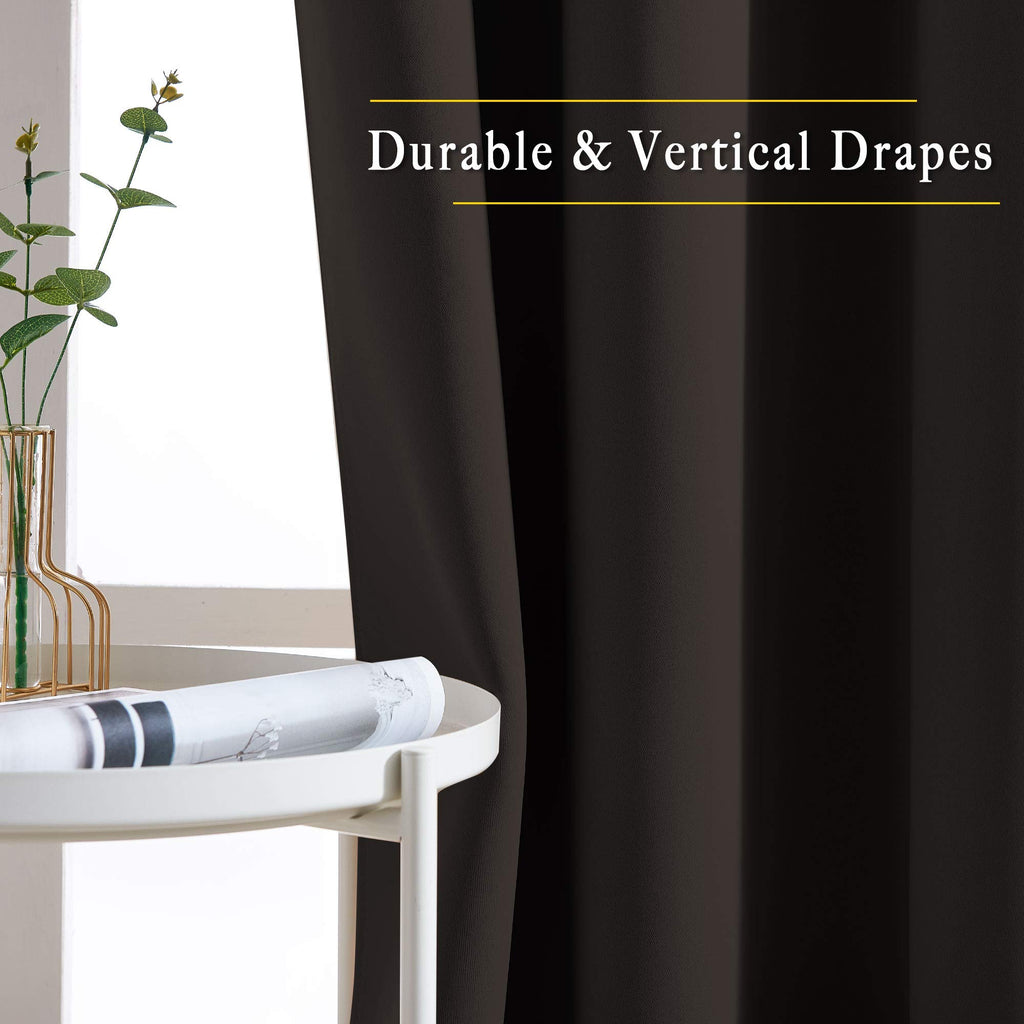 NICETOWN Blackout Thick Window Curtains - (W52 x L108, Brown, 2 Panels) Thermal Insulated Grommet Drape Panels for Bedroom and Living Room