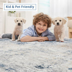 8x10 Washable Area Rugs for Living Room,Bedroom,Dining Room- Blue Beige