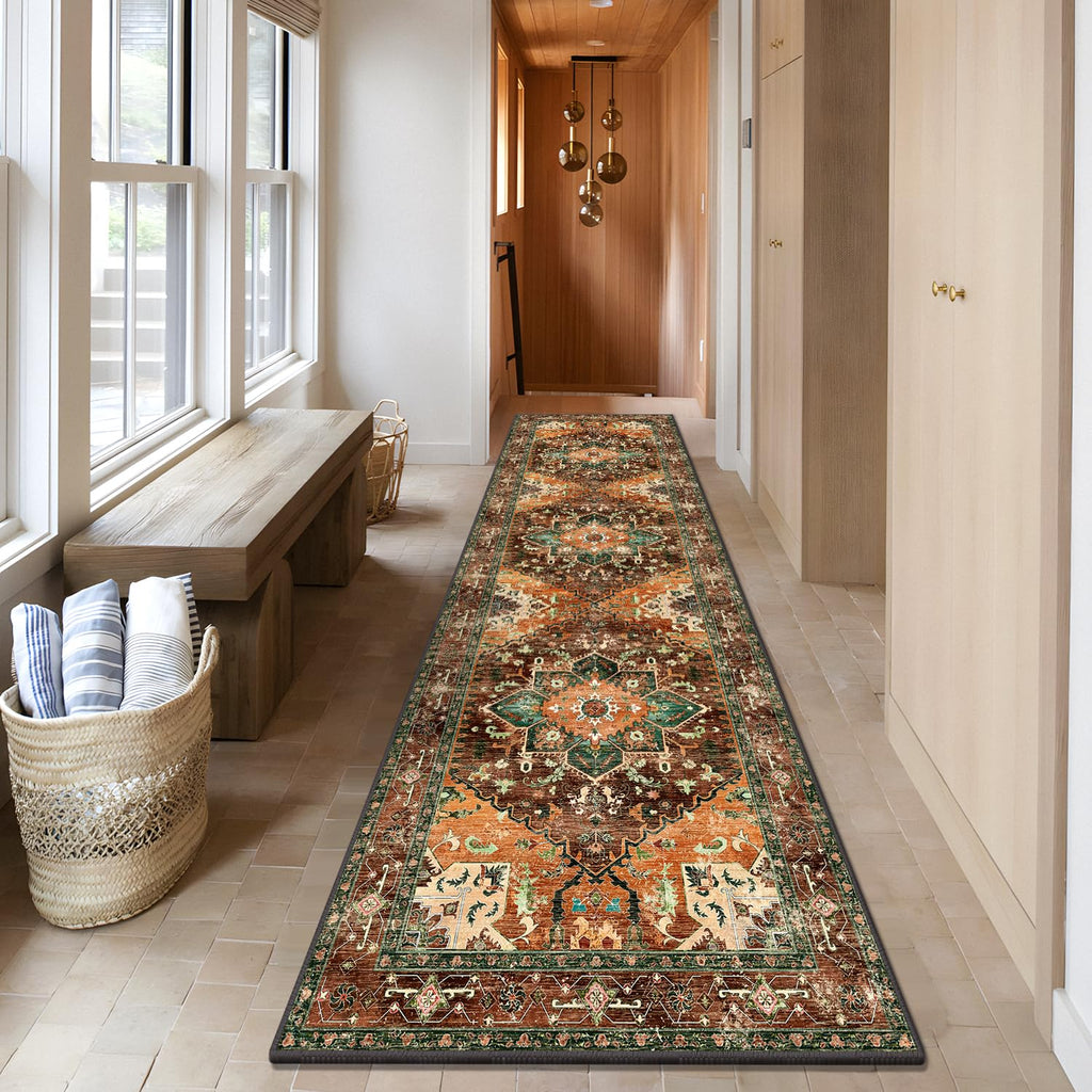 Yamaziot Washable Runner Rug, 3x10 Non-Slip Boho Hallway Kitchen Rug