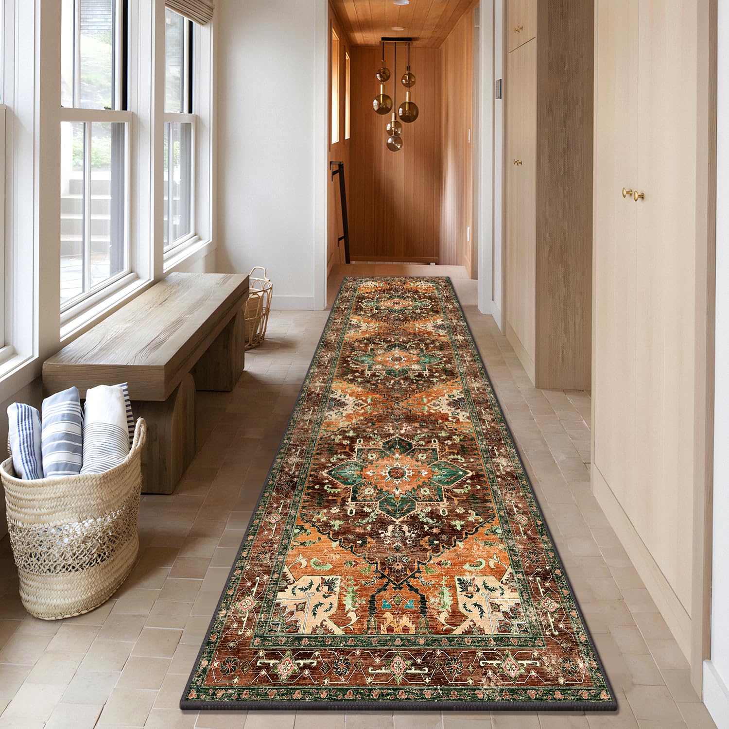 Yamaziot Washable Runner Rug, 3x10 Non-Slip Boho Hallway Kitchen Rug
