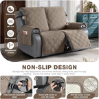 TAOCOCO 100% Waterproof Loveseat Recliner Covers 2 Seater, Split Loveseat Covers for Reclining loveseat, Non Slip Reclining Couch Cover with Double Straps for Kids, Pets(2 Seater, Gray Taupe)