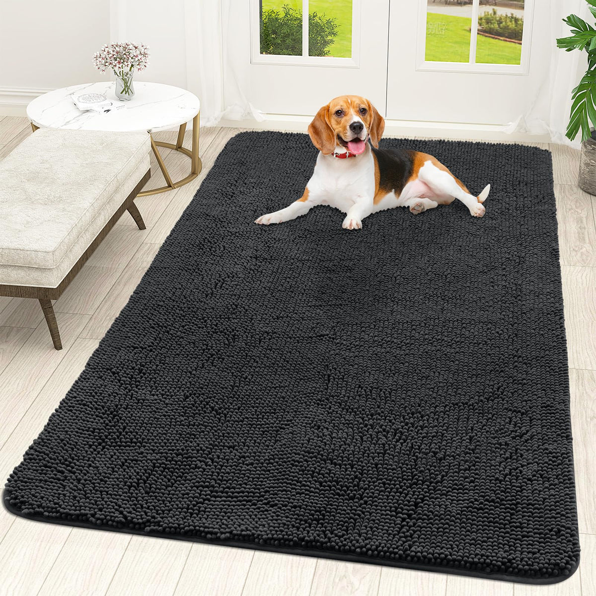OLANLY Dog Door Mat for Muddy Paws 70x46, Super Absorbent Chenille Mud Mat