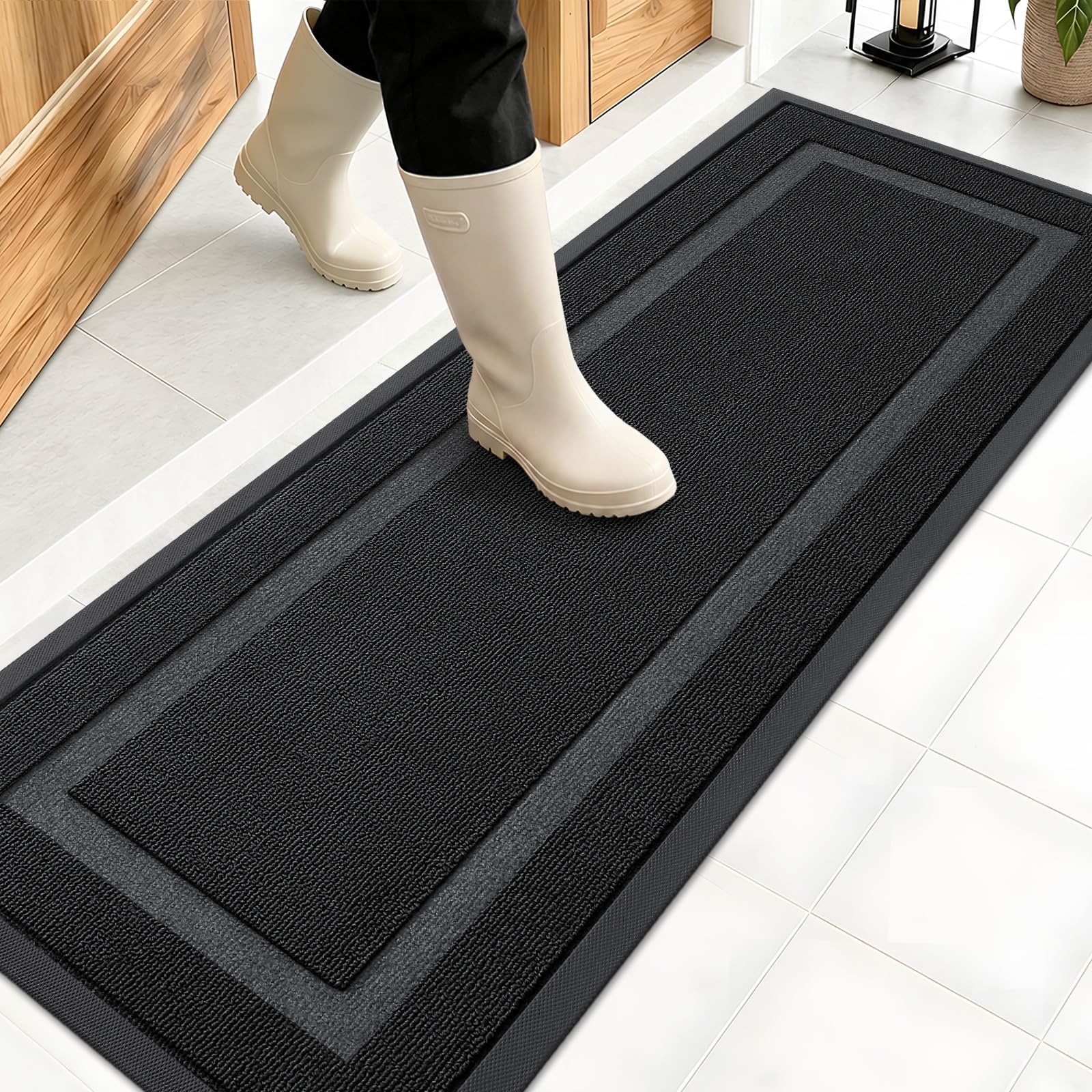 OLANLY Front Door Mat Outside 47x17, All-Season Heavy-Duty Rubber Doormat