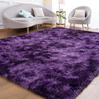Goideal Fluffy Rug for Bedroom Living Room, 3x5 Purple Area Rugs, Faux Fur Shag Modern Carpet Ultra Soft Girls Boys Room Home Decor, Tie-Dyed