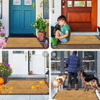 Smiry Front Door Mat Outside Entrance, Heavy Duty Sturdy Natural Rubber Doormat, Trap Dirt and Moisture, Easy Clean Low Profile Welcome Floor Mats for Indoor Outdoor Entry, 35X23 Inch, Creamy Yellow