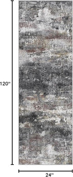 Runner Rug for Hallway Kitchen 2x10 Machine Washable Runners Rug for Entryway, Dark Gray Soft Modern Abstract Throw Rugs, Low Pile Floor Carpet with Non Slip Rubber Backing