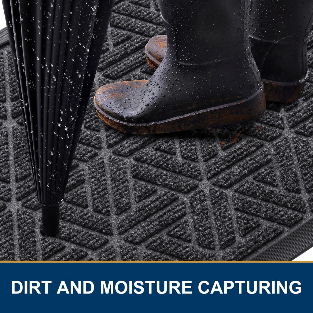 Smiry Front Door Mat Outside Entrance, Low Profile Rubber Doormat, 71x47