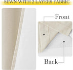 NICETOWN Thick Linen 100% Blackout Bedroom Curtains 108 inches Long, Bronze Grommet 2 Layers with White Liner Window Treatments Sound Reducing for Living Room, Natural, W52 x L108, 2 Panels