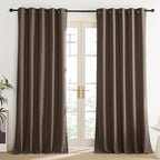 NICETOWN Coffee Vintage Linen 100% Blackout Curtains for Living Room, Thermal Insulated Curtains 120“ Long, Noise Reducing Window Treatment Drapes for Home Office, 62" Wide Per Panel, Set of 2