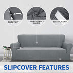 ZNSAYOTX 1 Piece Jacquard Chair Slipcovers for Living Room High Stretch Chair Covers with Arms Anti Slip Pets Friendly Couch Sofa Armchair Cover Furniture Protector (Chair, Light Grey)