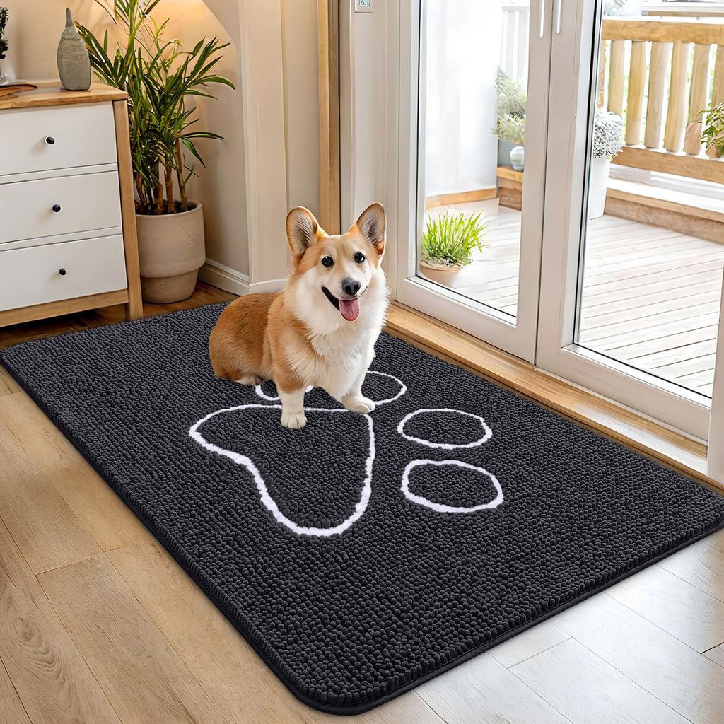 OLANLY Dog Door Mat for Muddy Paws 45x27, Super Absorbent Chenille Mud Mat