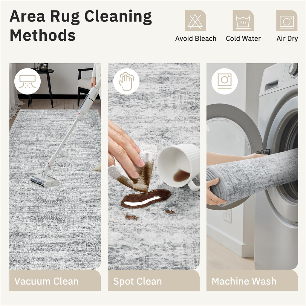 Soalmost Washable Hallway Runner Rug 3x18 Kitchen Entry Rugs Non-Slip, Grey