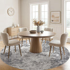 UERMEI 10ft Round Area Rug Living Room Rugs - 10x10 Washable Large Neutral Modern Abstract Soft Thin Rug Indoor Floor No Slip Rug Carpet for Bedroom Under Dining Table Home Office Decor - Grey