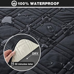 TAOCOCO 100% Waterproof Recliner Sofa Cover Non Slip Couch Cover for 3 Seat Reclining Sofa, Split Reclining Couch Covers 3-Piece with Straps, Washable Sofa Slipcover for Kids Pets(3 Seater, Black)