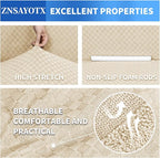 ZNSAYOTX 1 Piece Jacquard Chair Slipcovers for Living Room High Stretch Chair Covers with Arms Anti Slip Pets Friendly Couch Sofa Armchair Cover Furniture Protector (Chair, Light Beige)