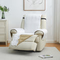 Great Bay Home Velvet Recliner Cover - Washable Slipcover Furniture Protector with Elastic Straps - Furniture Cover for Dogs, Kids, and Pets - Stitched Detail (White)