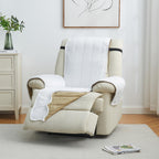 Great Bay Home Velvet Recliner Cover - Washable Slipcover Furniture Protector with Elastic Straps - Furniture Cover for Dogs, Kids, and Pets - Stitched Detail (White)
