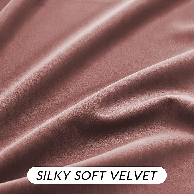 RYB HOME Dusty Pink Velvet Curtains 84 inch, Room Darkening Window Curtains for Living Room Energy Efficient Backdrop Festival Decor for Girls Bedroom, Wild Rose, W52 x L84 inch, 2 Panels