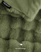 blunique Ultra Soft Cozy Faux Fur Throw Blanket, Fuzzy Plush Thick Bubble Blanket, Oversize Luxury Fluffy Blanket for Couch, Sofa, Bedroom, and Living Room,50x60 Inches,Green