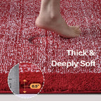 48x24 Long Bathroom Rugs Washable Non Slip, Red Bath Mat for Bathroom Floor Tub, Soft Absorbent Quick Dry Mats for Shower, Bathtub,Home Decor