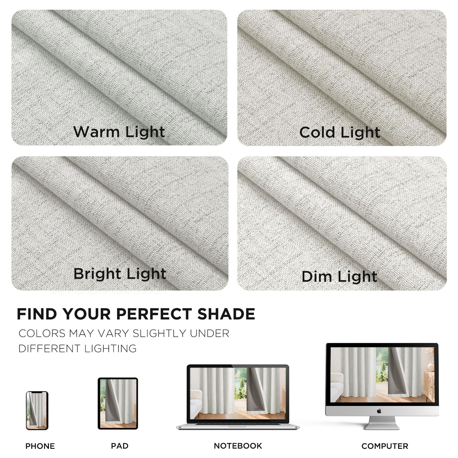 Joydeco Linen Blackout Curtains for Bedroom - 100% Light Blocking 1 Panels, White Drapes 100" W x 84" L, Thermal Insulated Room Darkening Curtains for Living Room, Rod Pocket & Back Tabs