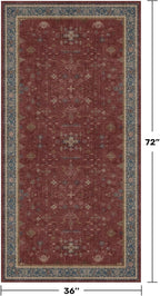 Washable 3x6 Entry Way Rugs Indoor - Burgundy Large Kitchen Rug, Non Slip Unique Bohemian Red Low Pile Thin Carpet for Bedroom Bedside, Foyer