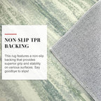 Lansny Modern Abstract Runner Rug 2x6, Sage Green Grey Washable Entryway Runner Non-Slip Soft Hallway Rug Runner Thin Print Faux Wool Carpet for Kitchen Bedroom Laundry Room Indoor