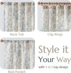 jinchan Linen Floral Curtains 84 Inch Length for Living Room Bedroom Light Filtering Farmhouse Peony Flower Drapes Rustic Window Curtain Set Rod Pocket Back Tab 2 Panels Blue