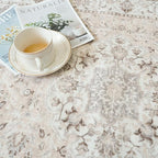3x5 Living Room Area Rugs: Vintage Washable Non-Slip Rug for Bedroom Dining Room Soft Carpet for Nursery Kitchen Home Office Durable & Easy-Clean Design Perfect for Homes with Cats & Dogs(3x5 Beige)
