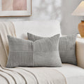 Fancy Homi 2 Packs Teal Lumbar Decorative Throw Pillow Covers 14x24 Inch for Living Room Couch Bed Sofa, Rustic Farmhouse Boho Home Decor, Soft Striped Corduroy Rectangle Accent Cushion Case 35x60 cm