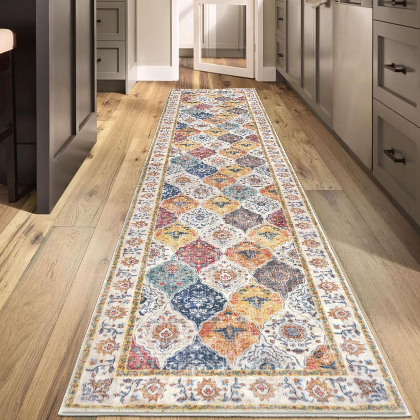 HEBE Hallway Runner Rug 2'8''x12', Washable Non Slip Kitchen Rug Runner