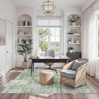Soalmost Area Rugs 4x6 for Living Room, Vintage Washable Rugs for Dining Room, Kitchen, Non-Slip Area Rug Green Ivory