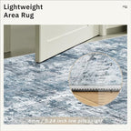 Soalmost Abstract 3x4 Rugs, Small Washable Area Rug for Entryway Blue/Grey