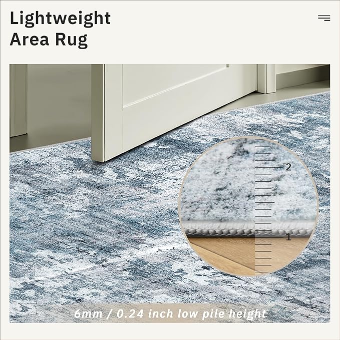 Soalmost Abstract 3x4 Rugs, Small Washable Area Rug for Entryway Blue/Grey