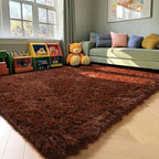 ONASAR Brown Area Rugs for Bedroom Living Room, Fluffy 4x6 Indoor Bedside Floor Throw Rug, Soft Plush Shaggy Carpet for Nursery Kids Girls Boys Teen Dorm Home Office Decor Aesthetic