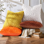 decorUhome Throw Pillow Covers 26x26 Inch Set of 2, Soft Plush Decorative Faux Fur Cream White Solid Couch Pillow Covers, Accent Farmhouse Neutral Square Euro Pillow Cases for Sofa Bed Living Room