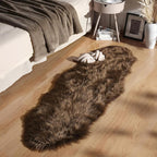 Ashler Faux Fur Rug, Fluffy Shaggy Area Rug Ultra Soft 2 x 6 Feet Sheepskin Fur Rug, Dark Coffee Fuzzy Rug Machine Washable Shag Rug, Nursery Decor Throw Rugs for Bedroom, Kids Room, Living Room
