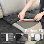 ANARACHON Leather Look Couch Cushion Covers Sofa Seat Slipcovers Sets Couches Furniture Protector for Sectional Armchair Loveseat Pets Kids Stretch Spandex Fabric (1 Cushion Armchair, Dark Grey)