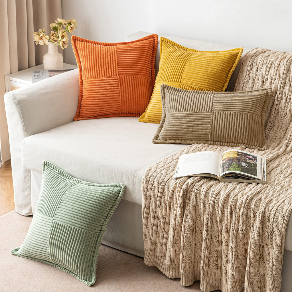 MIULEE Decorative Throw Pillow Covers for Couch 16x16 Inch Khaki 2 Pack