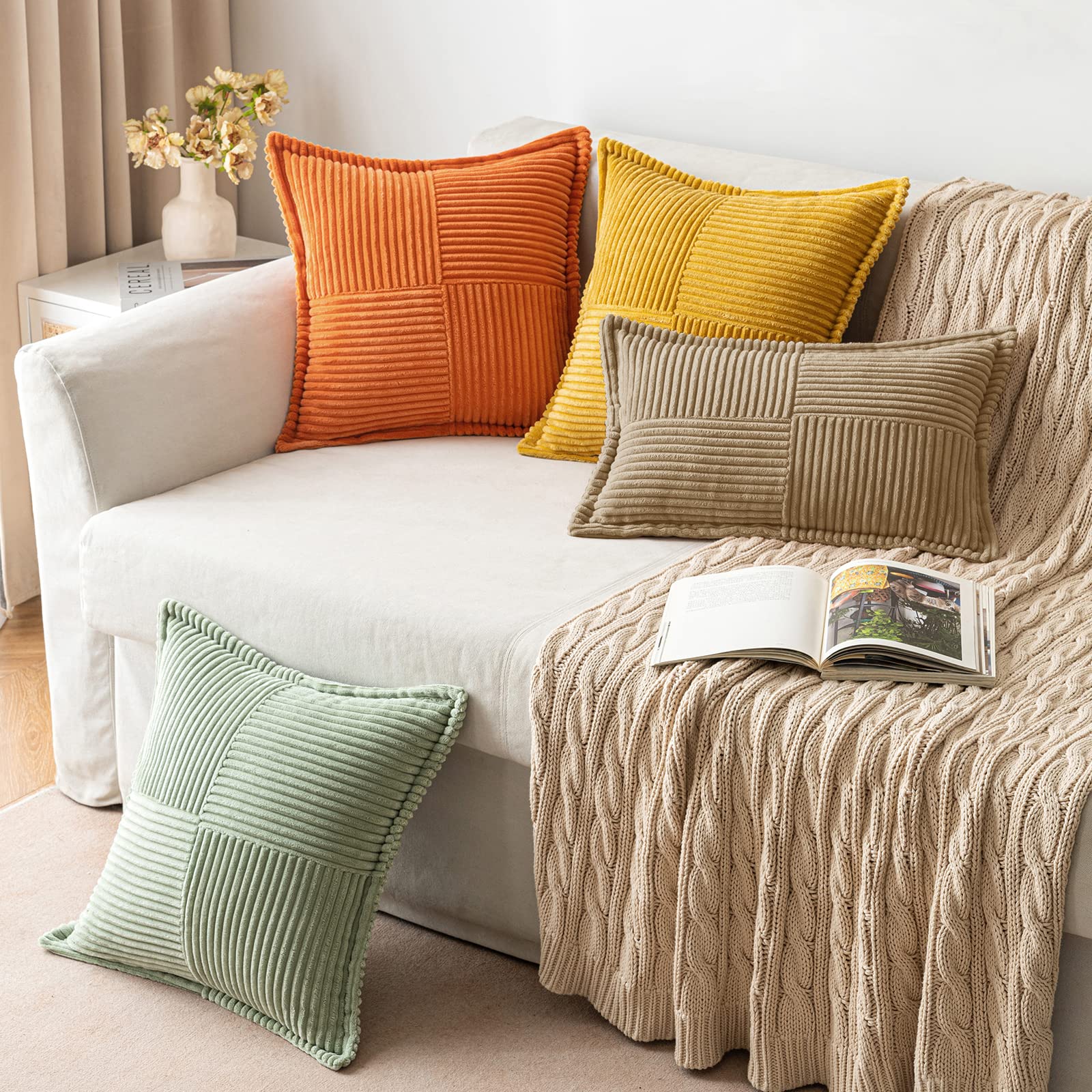 MIULEE Decorative Throw Pillow Covers for Couch 16x16 Inch Khaki 2 Pack