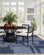 Latte&Fog 8x10 Area Rugs for Living Room, Large Modern Abstract Washable Rug, Boho Non Slip Low Pile Carpet for Indoor Bedroom Dining Room, Office, Dorm, Classroom, Farmhouse and Kids Room - Navy Blue